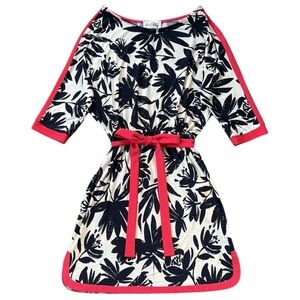 EUC Joseph Ribkoff Floral Popover Stretch Dress Navy Ivory Pink Size 8